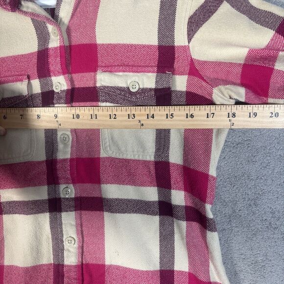 Patagonia Cotton Fjord Flannel Shirt Women’s Size 2 Pink Purple Cream Plaid - Picture 9 of 14